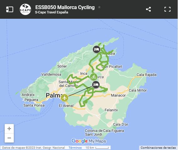 Carte de la route cyclable de Majorque 