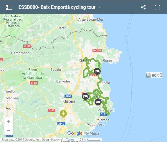 Carte de la route cyclable pour les enfants de Baix Empordá